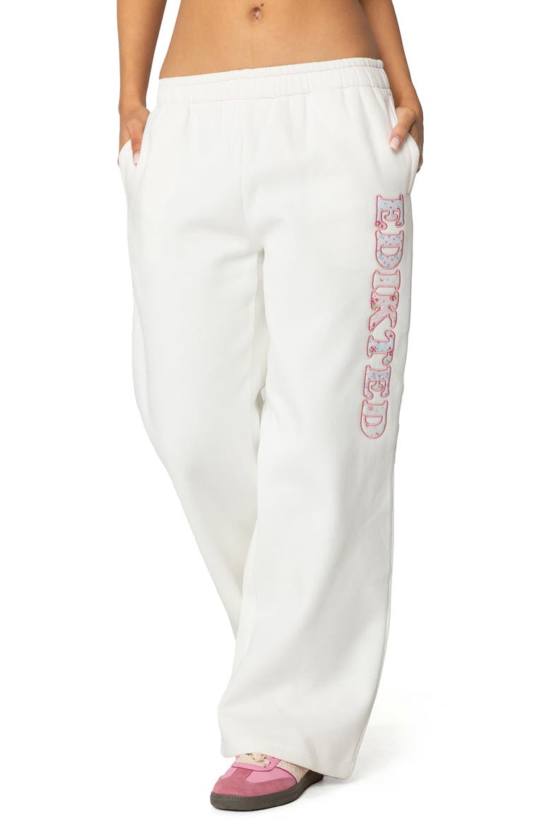 Mili Logo Wide Leg Sweatpants, Main, color, WHITE