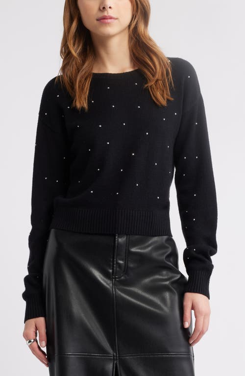 Open Edit Rhinestone Sweater In Black