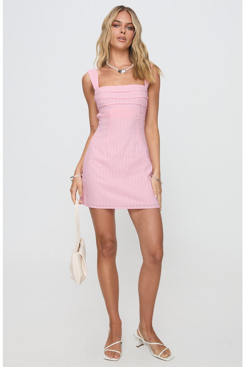 Anyone But You Tie Back Sleeveless Cotton Minidress, Alternate, color, PINK