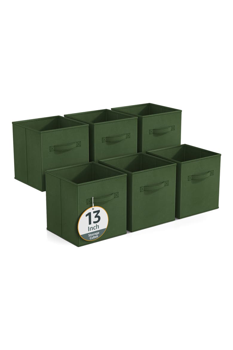 Set of 6 13-Inch Foldable Storage Cubes, Main, color, DARK GREEN