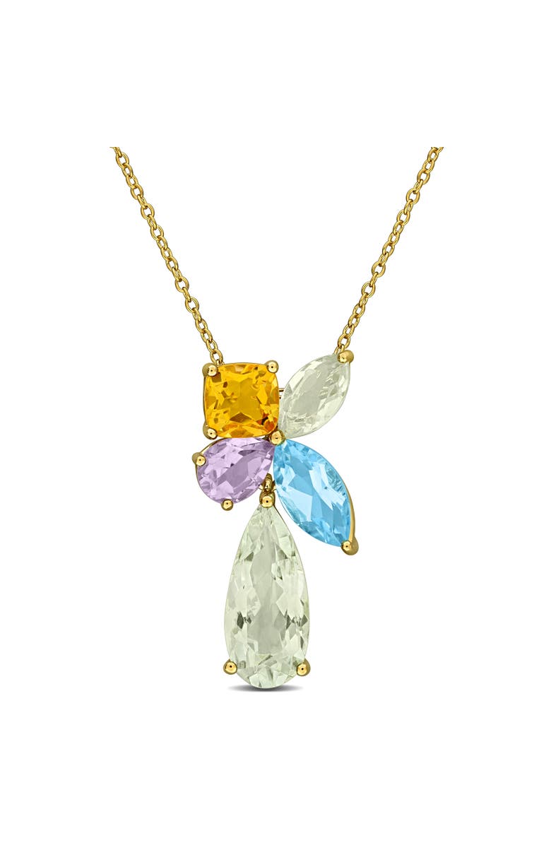 Julianna B. Multi-Gem Cluster Teardrop Pendant Necklace, Main, color, Yellow-Plated Sterling Silver