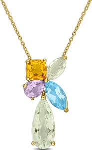 Julianna B. Multi-Gem Cluster Teardrop Pendant Necklace