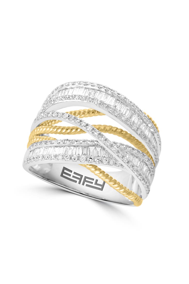 14K White & Yellow Gold Diamond Ring, Main, color, Hematite and FW Blush Pearl