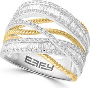EFFY 14K Two-Tone Gold Diamond Ribbon Ring
