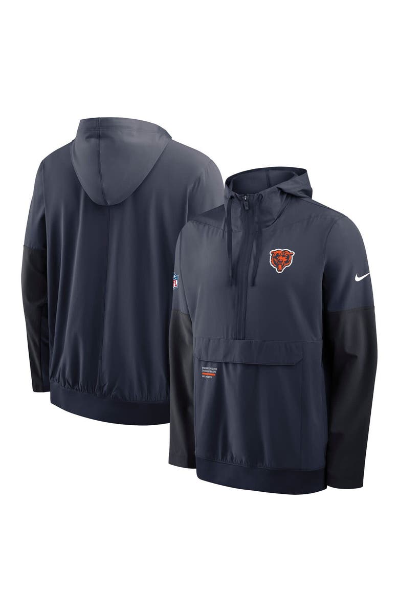 Nike Men's Nike Navy Chicago Bears Sideline Anorak Half-Zip Hoodie Jacket, Alternate, color, Navy