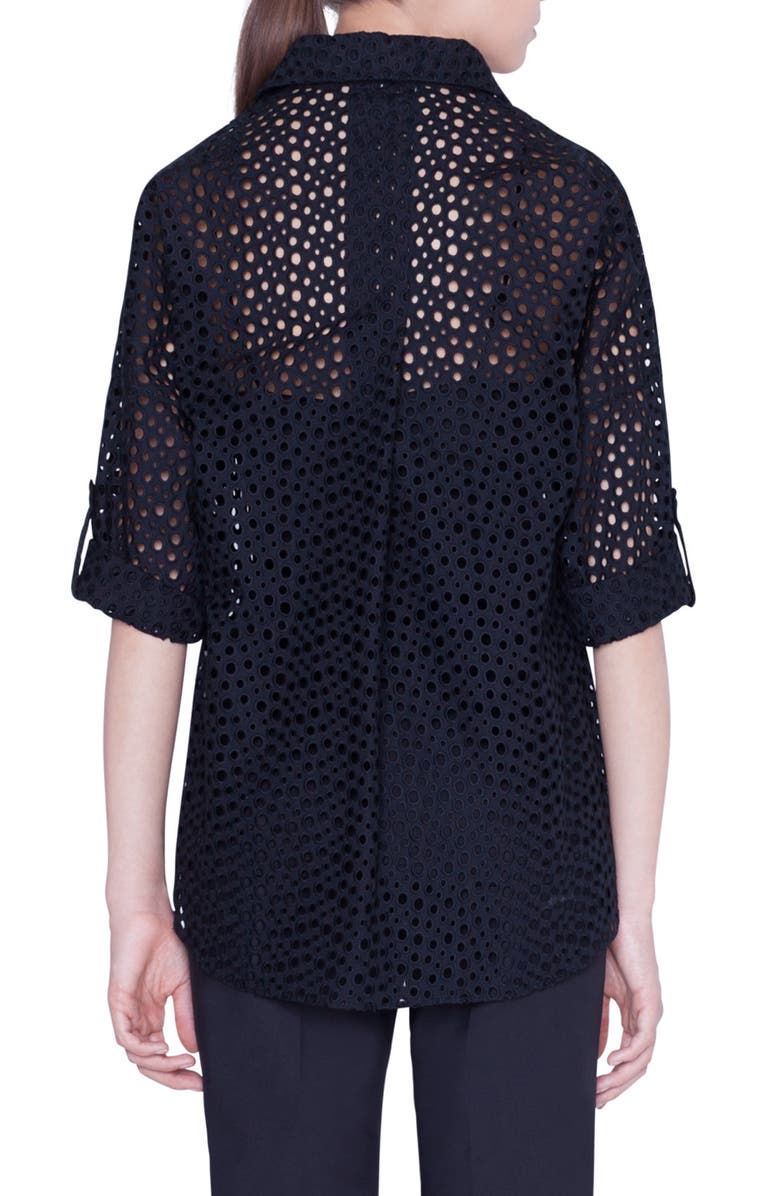 Akris punto Sheer Broderie Anglaise Blouse, Alternate, color,