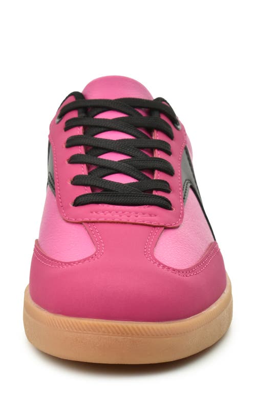 Nicole Miller Colorblock Low Top Sneaker In Fuchsia Black Green