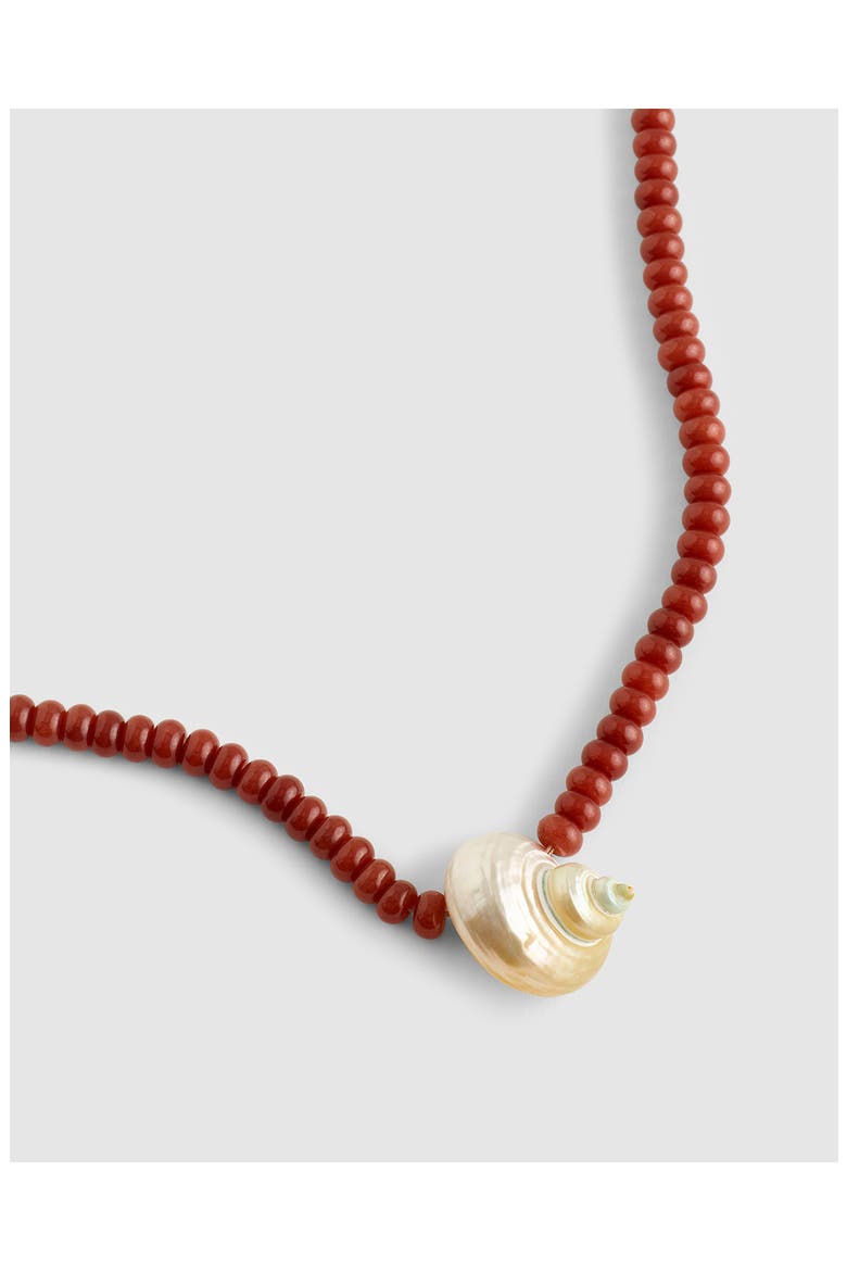Shell Beaded Choker Necklace, Alternate, color, ANTIQUE GOLD/ RED
