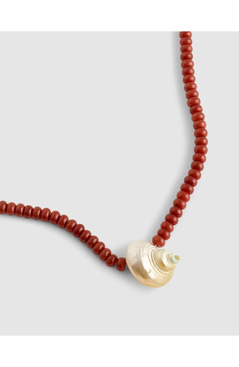 Madewell Shell Beaded Choker Necklace, Alternate, color, Antique Gold/ Red