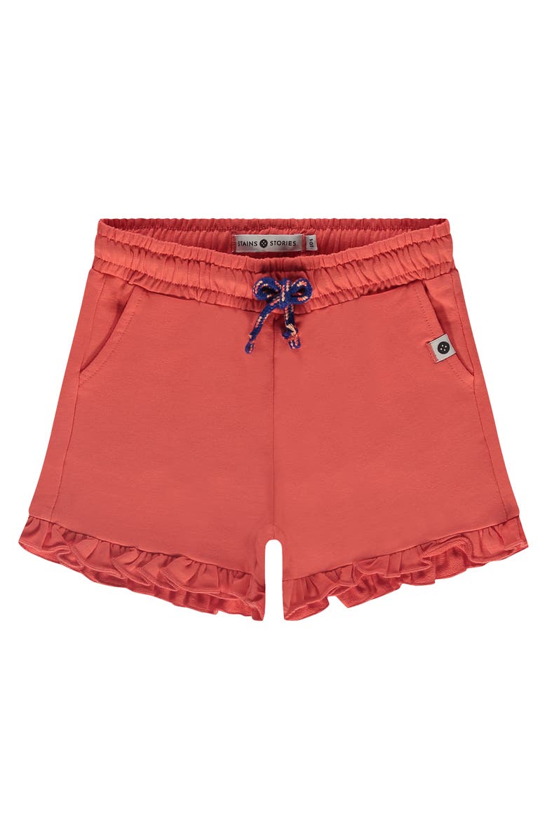 Stains and Stories by Babyface Ruffled Hem Shorts, Main, color, Grapefruit