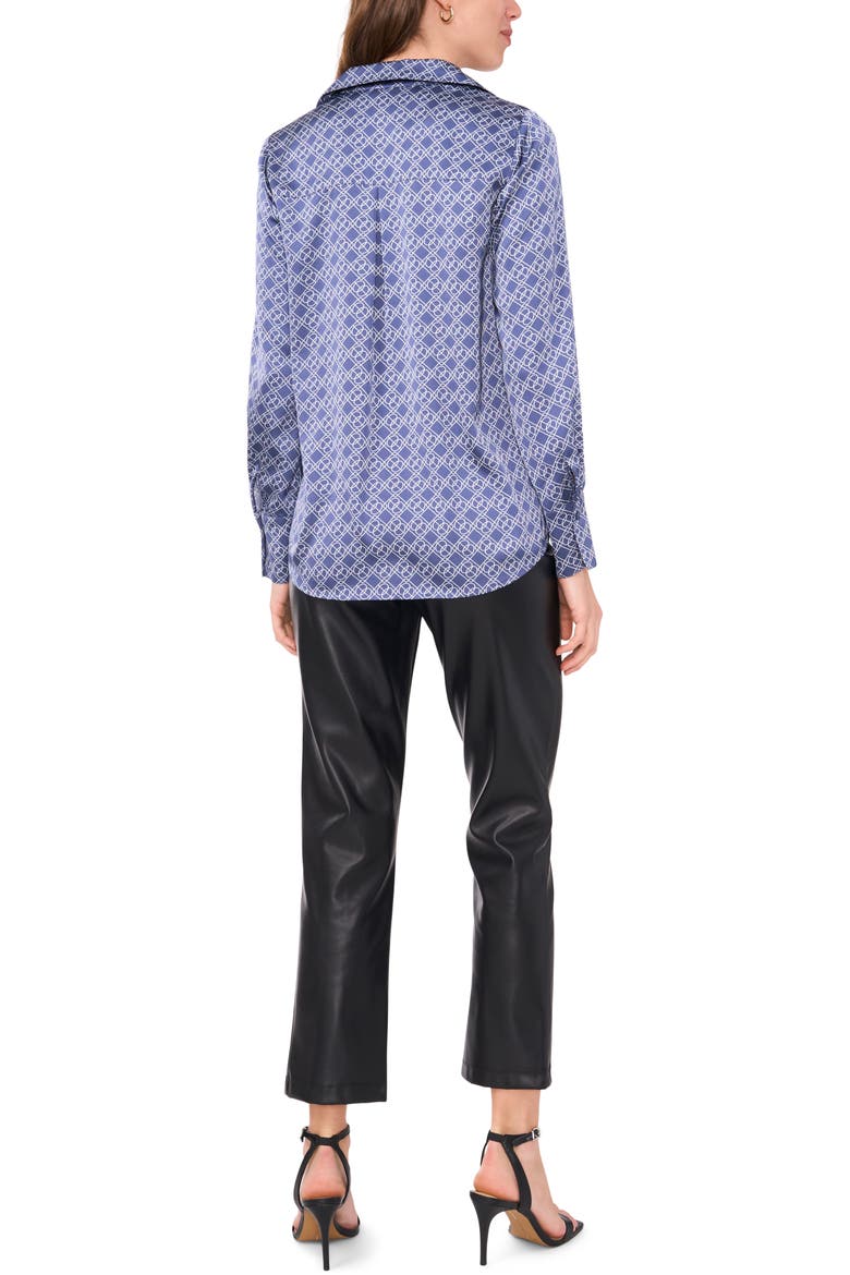 Long Sleeve Satin Button-Up Shirt, Alternate, color, VINTAGE INDIGO
