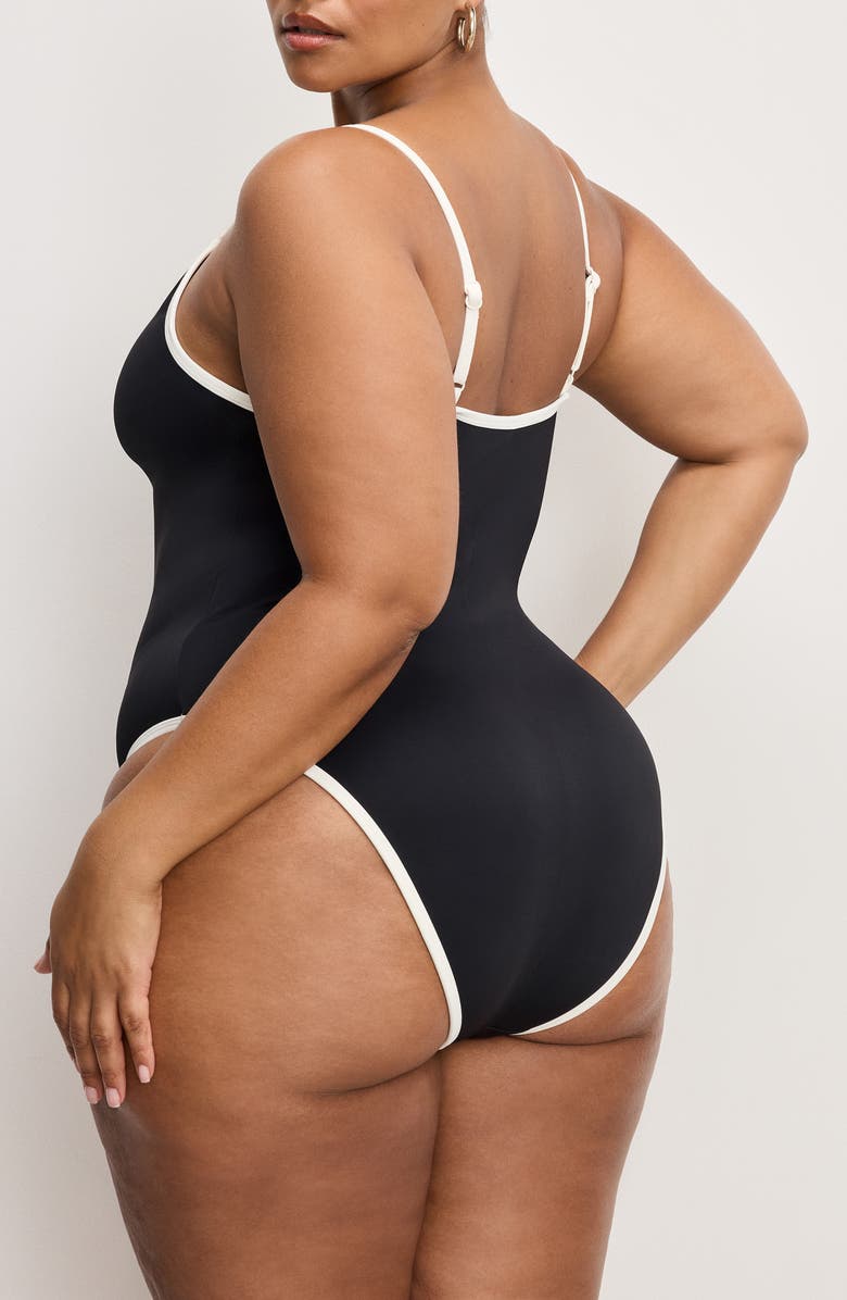 Good American Compression Deep Dive One-Piece Swimsuit, Alternate, color, Black001