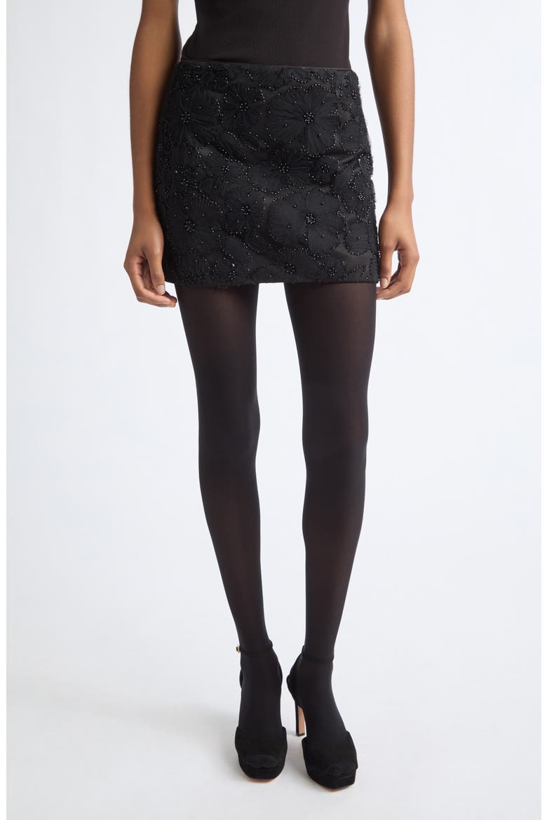 Olenna Embellished Silk Blend Miniskirt, Main, color, BLACK EMBELLISHMENT