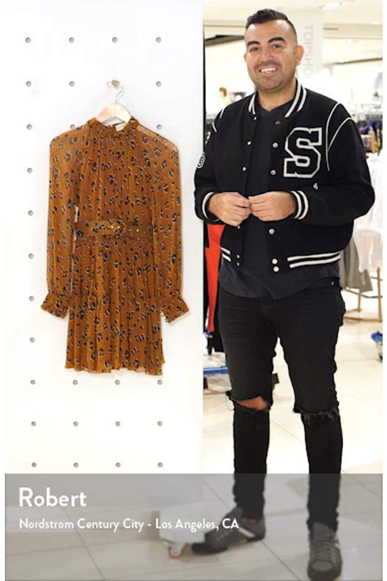 Leopard Print Long Sleeve Belted Silk Minidress video