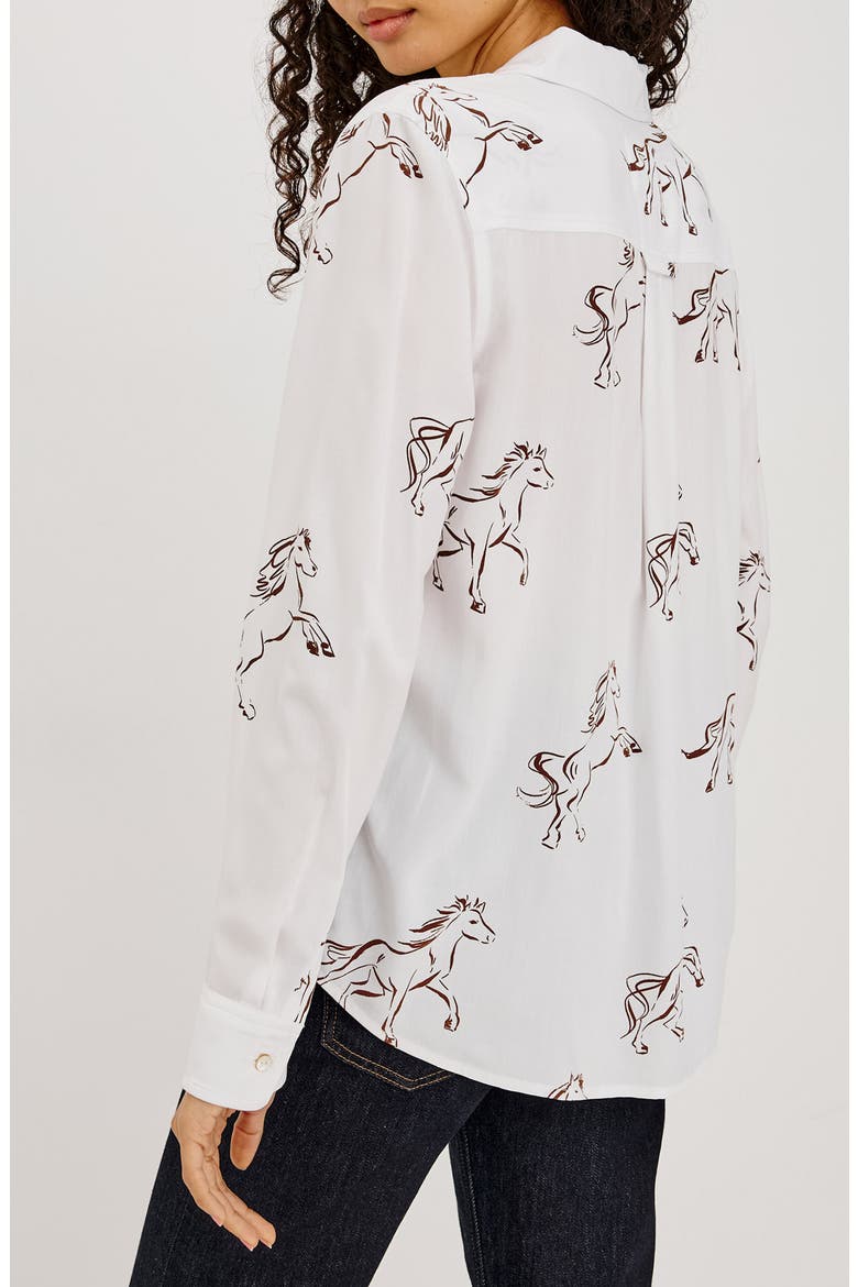 Kathryn Print Button-Up Shirt, Alternate, color, BROWN STALLION