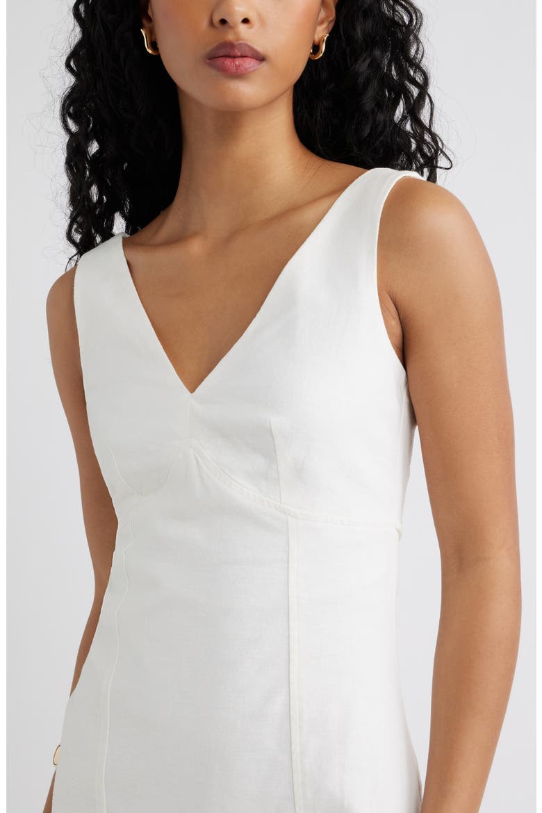 Tie Back Linen Blend Minidress, Alternate, color, WHITE
