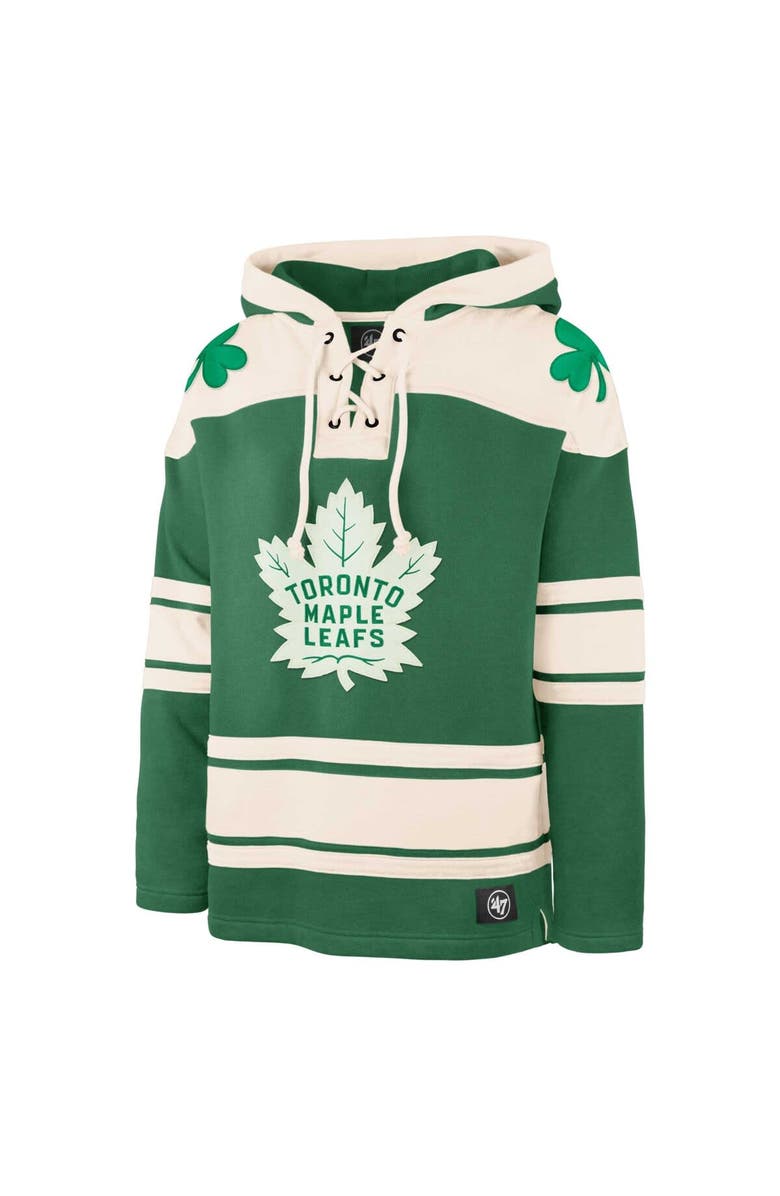 '47 Men's '47 Kelly Green Toronto Maple Leafs St. Patrick's Day Superior Lacer Pullover Hoodie, Alternate, color,