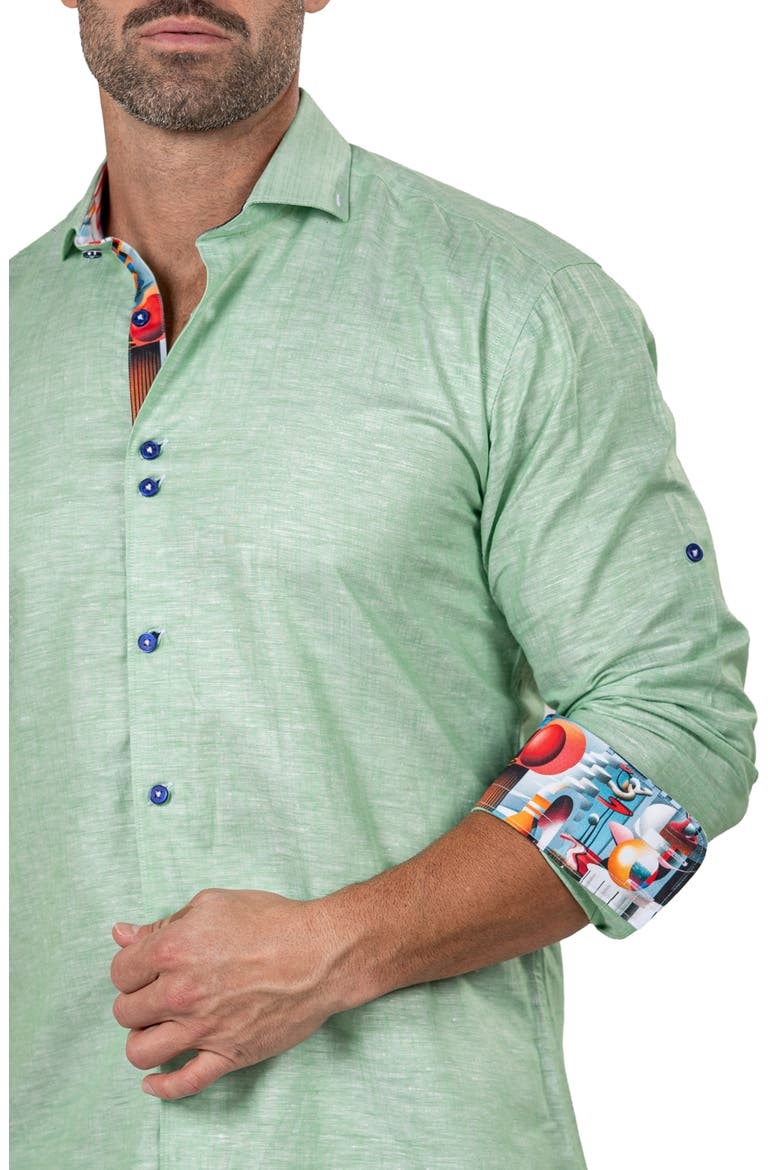 Eins Marthy Contemporary Fit Button-Up Shirt, Alternate, color, GREEN