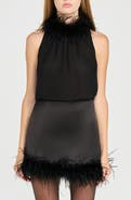 WAYF x Rose Lola Studio Faux Feather Trim Top