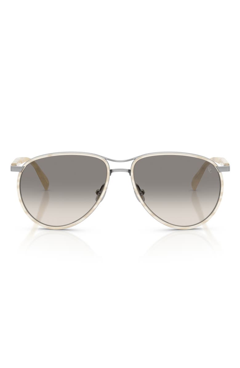 Brunello Cucinelli Apheleion 57mm Gradient Pilot Sunglasses, Main, color, Silver