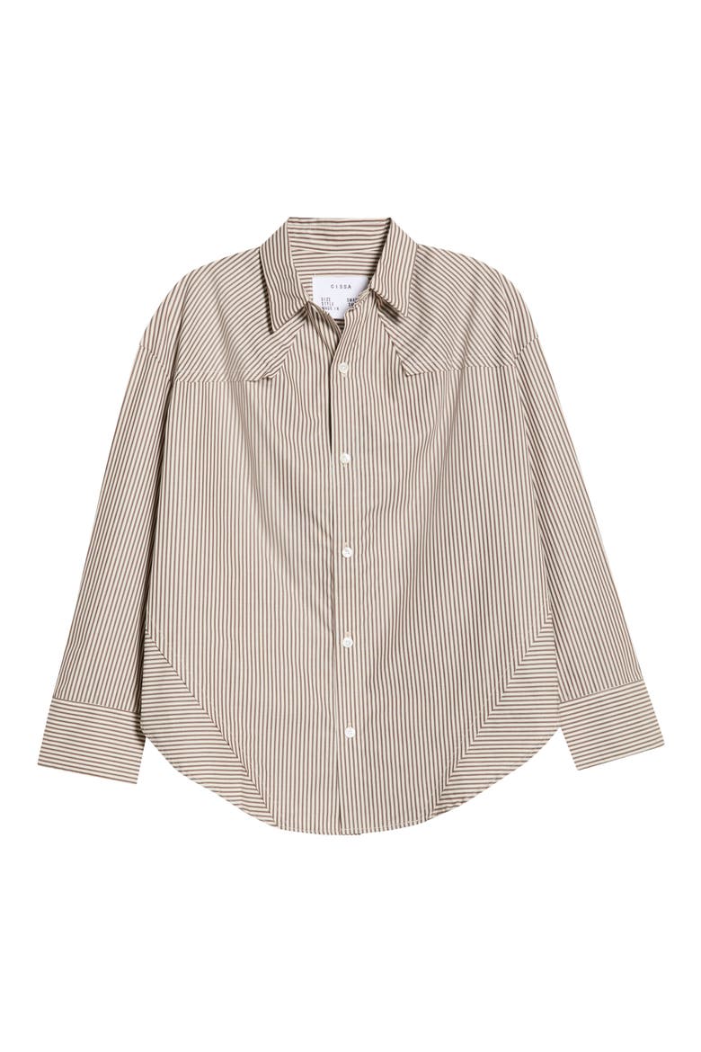 Oversized Striped Cotton Shirt, Alternate, color, BROWNGLEN STRIPE