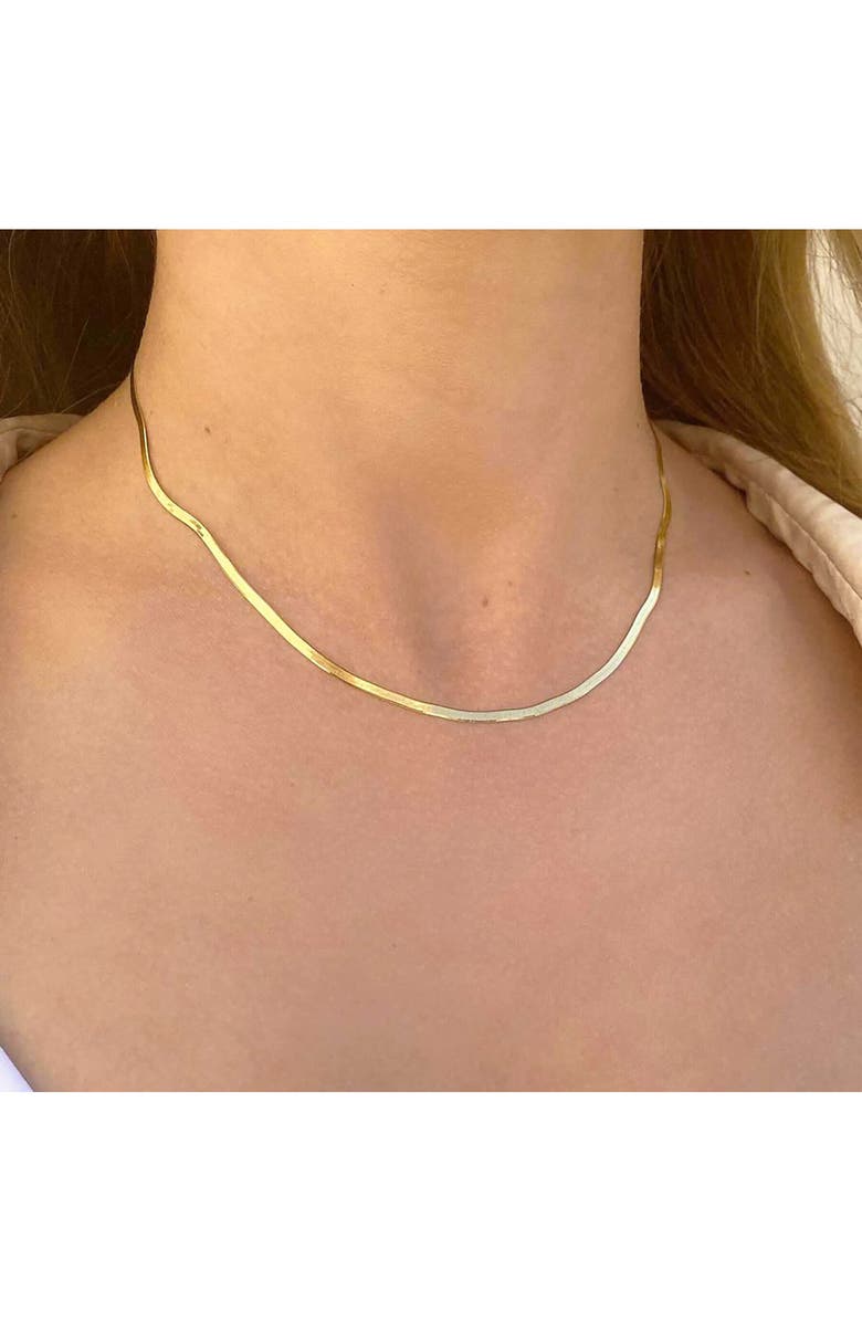 BEST SILVER Herringbone Chain Necklace, Alternate, color, Gold