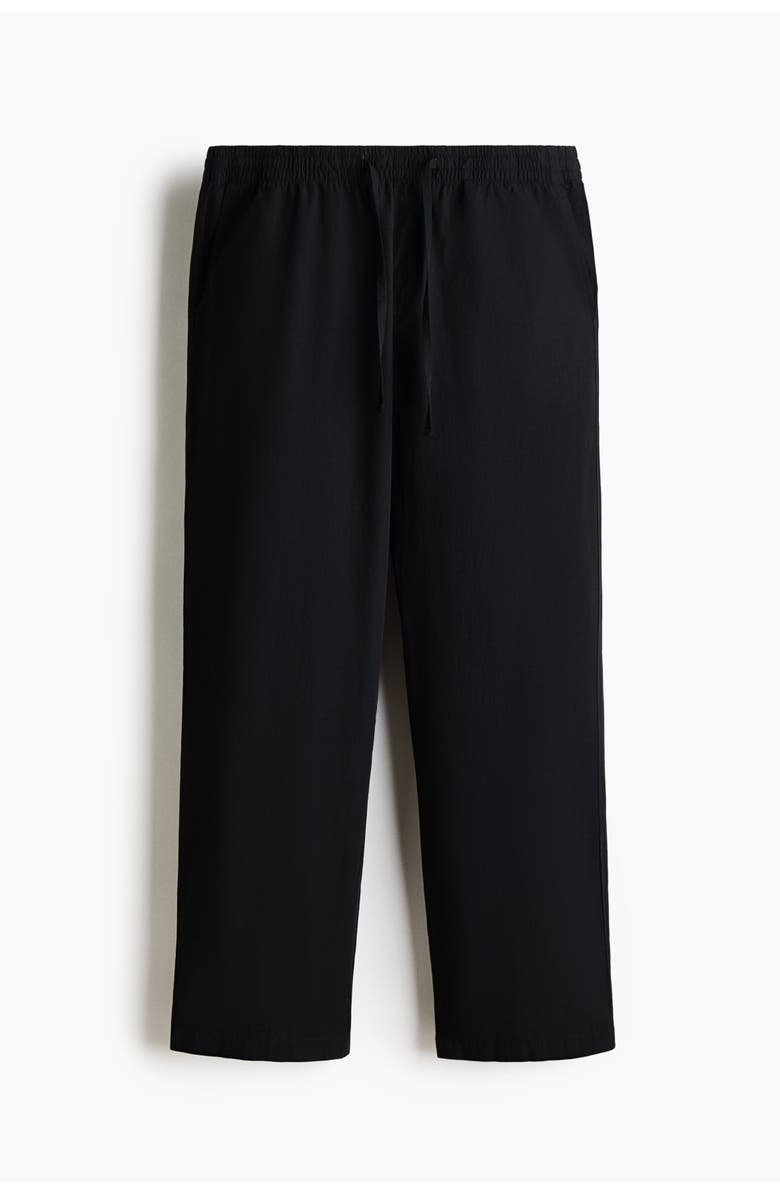 H&M Relaxed Fit Poplin Trousers, Main, color, Black