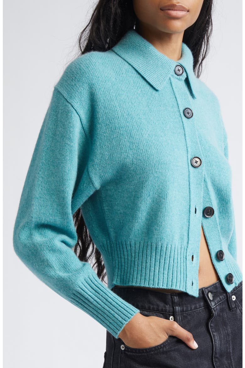Rocia Cashmere Crop Cardigan, Alternate, color, TEAL