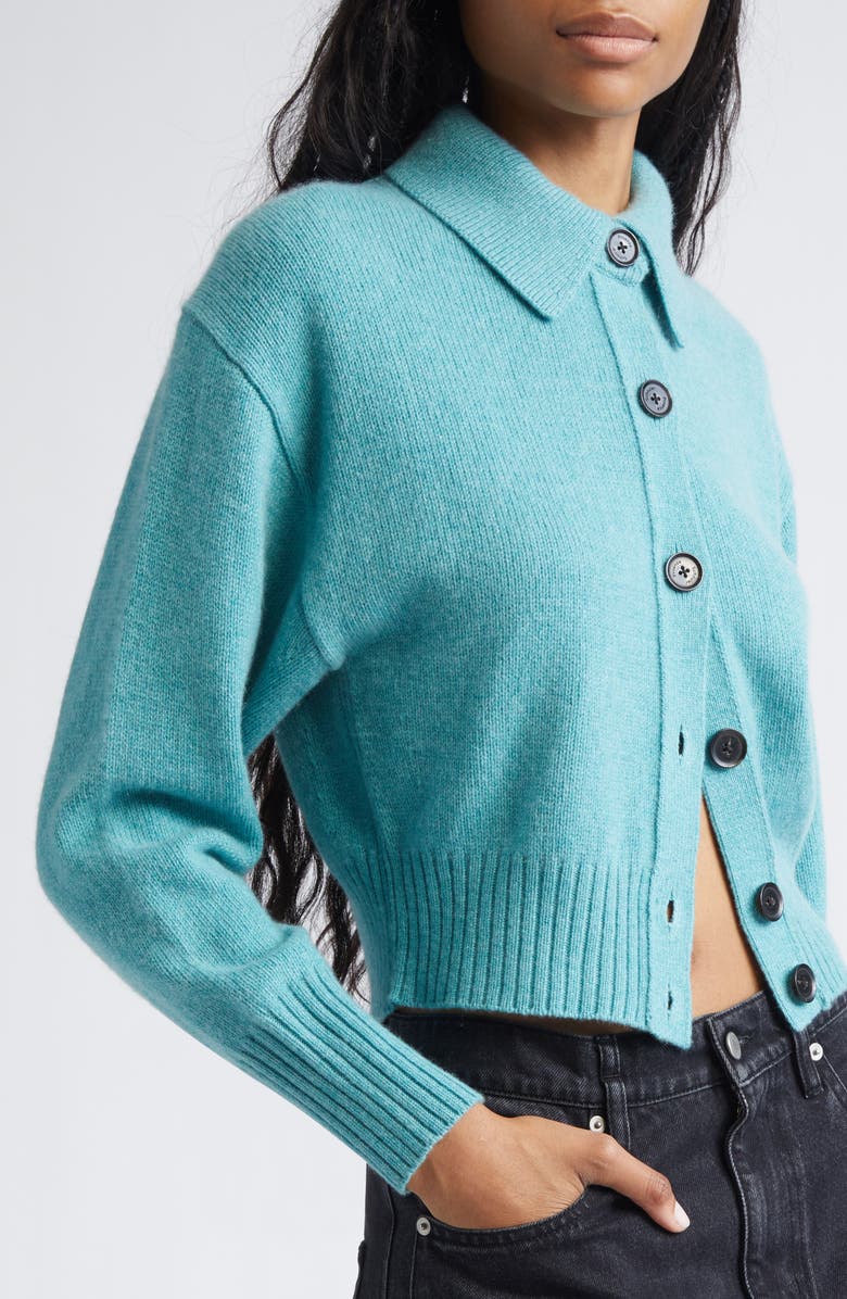 Proenza Schouler Rocia Cashmere Crop Cardigan, Alternate, color, Teal