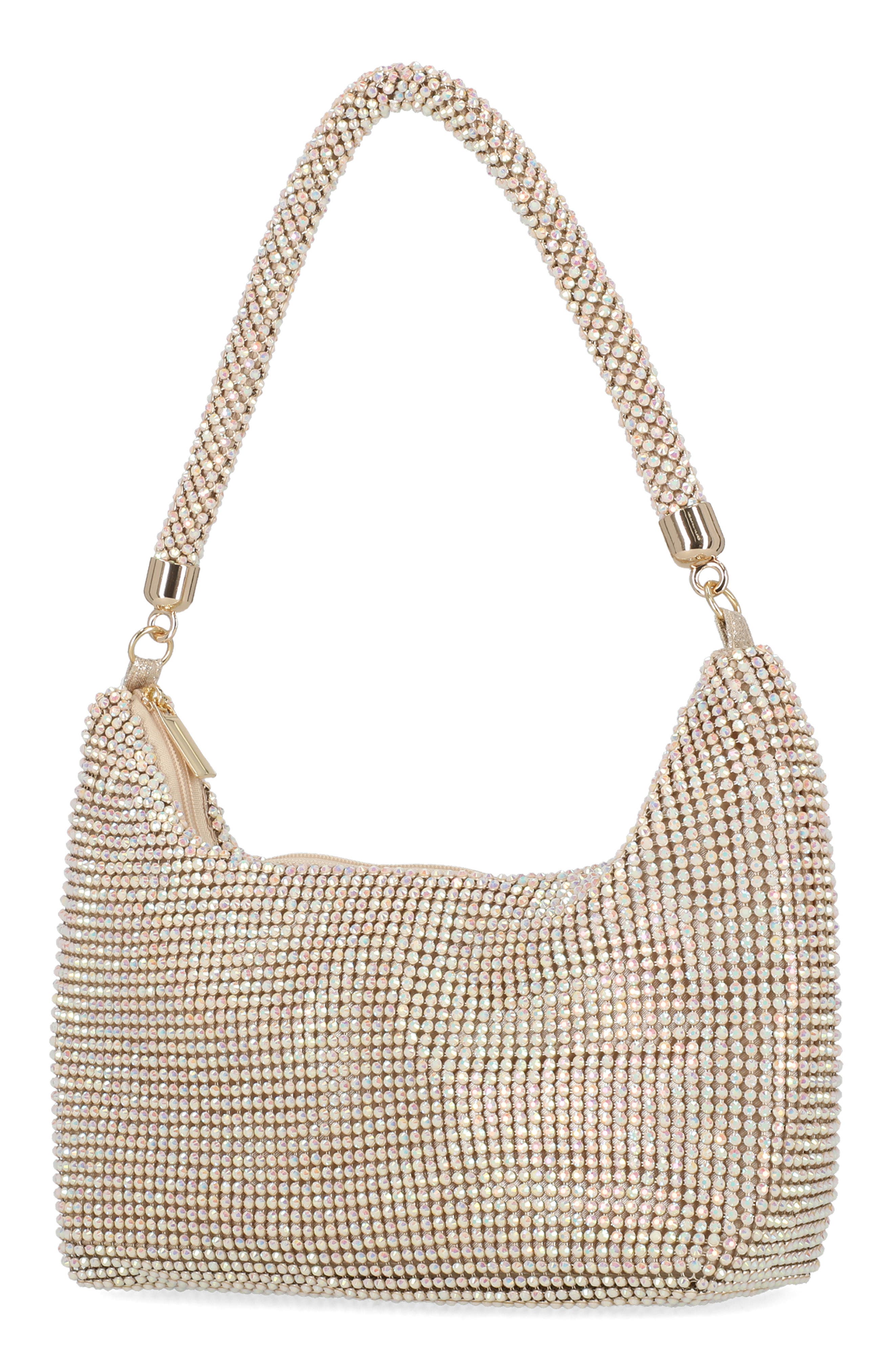 Jessica McClintock Julian Rhinestone Hobo Bag, Alternate, color, Honey