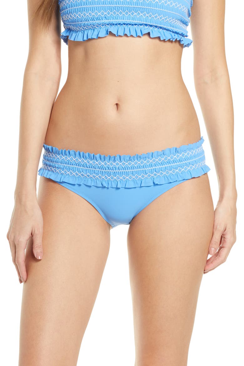Costa Smocked Hipster Bikini Bottoms (Nordstrom Exclusive), Main, color, BLUE DUSK / WHITE