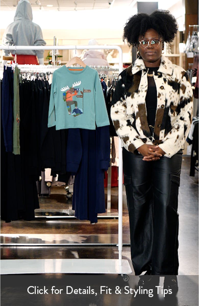 Kids' Hiking Moose Long Sleeve Cotton Graphic T-Shirt, sales video thumbnail