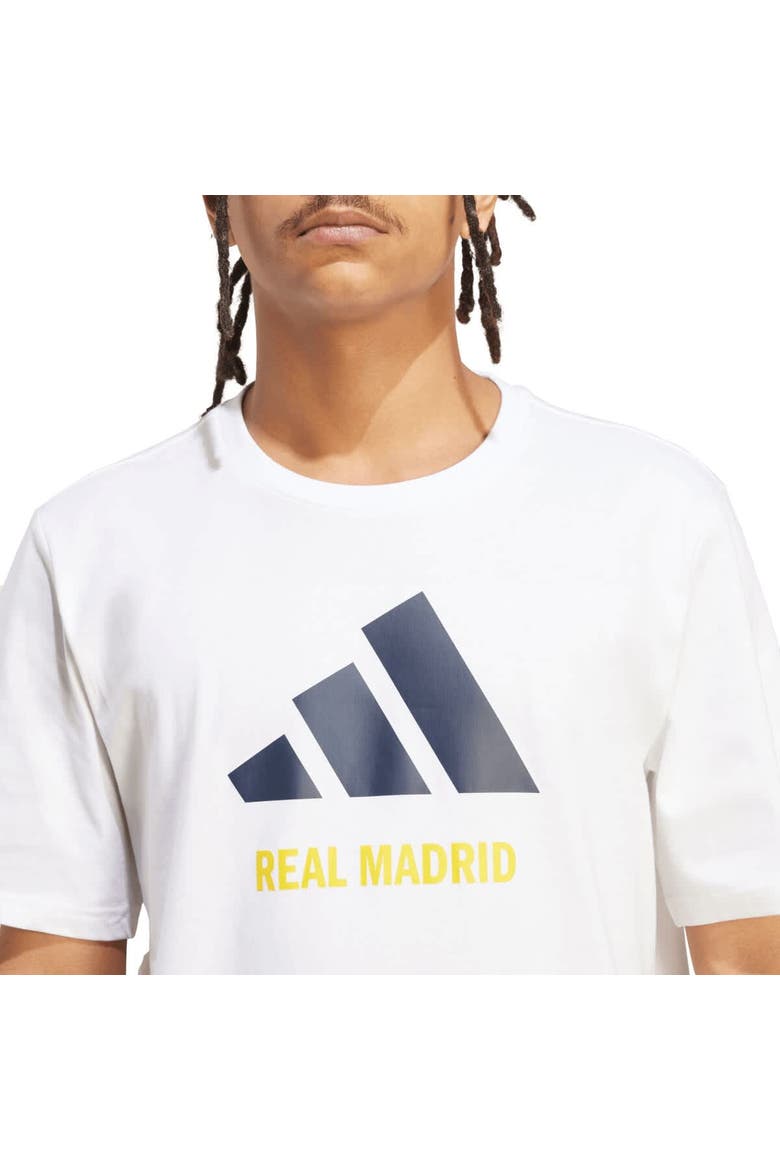 Men's adidas  White Real Madrid Three-Stripe Wordmark T-Shirt, Alternate, color, White