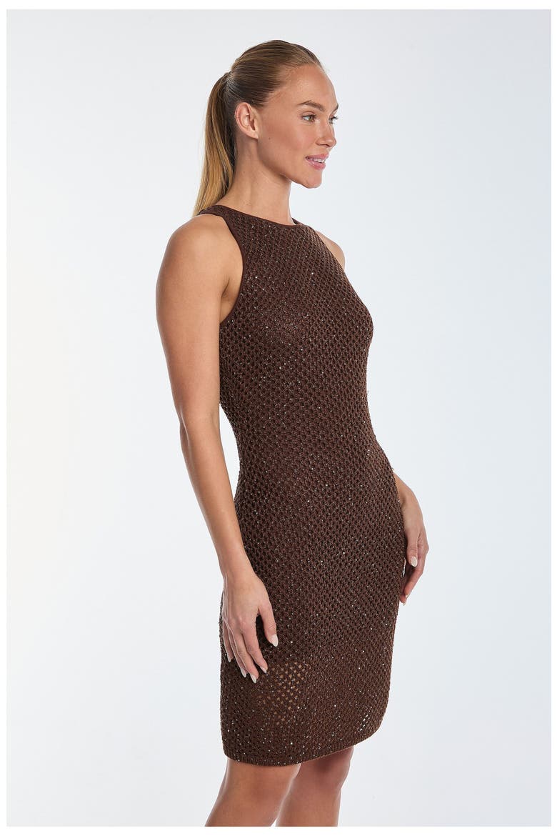 Seraphina Sequin Crochet Dress, Alternate, color, Espresso
