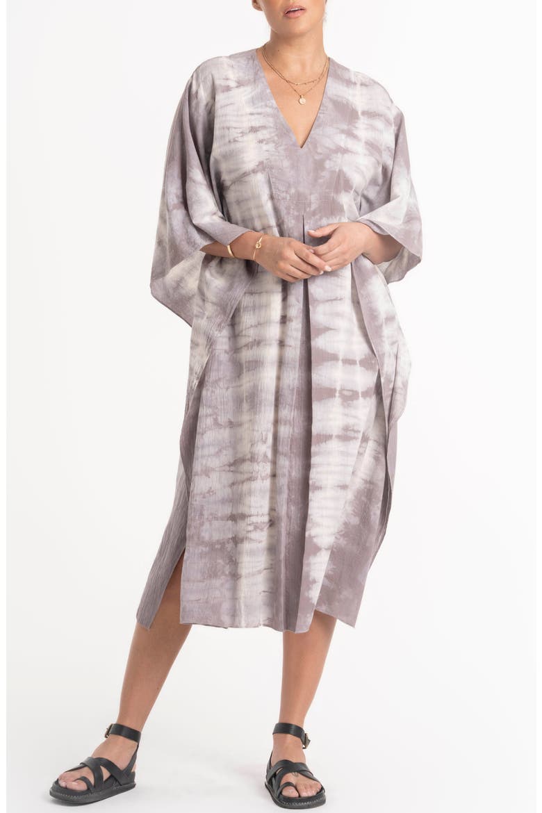 Tie Dye Cotton Caftan, Alternate, color, Grey Ivory Tie Dye