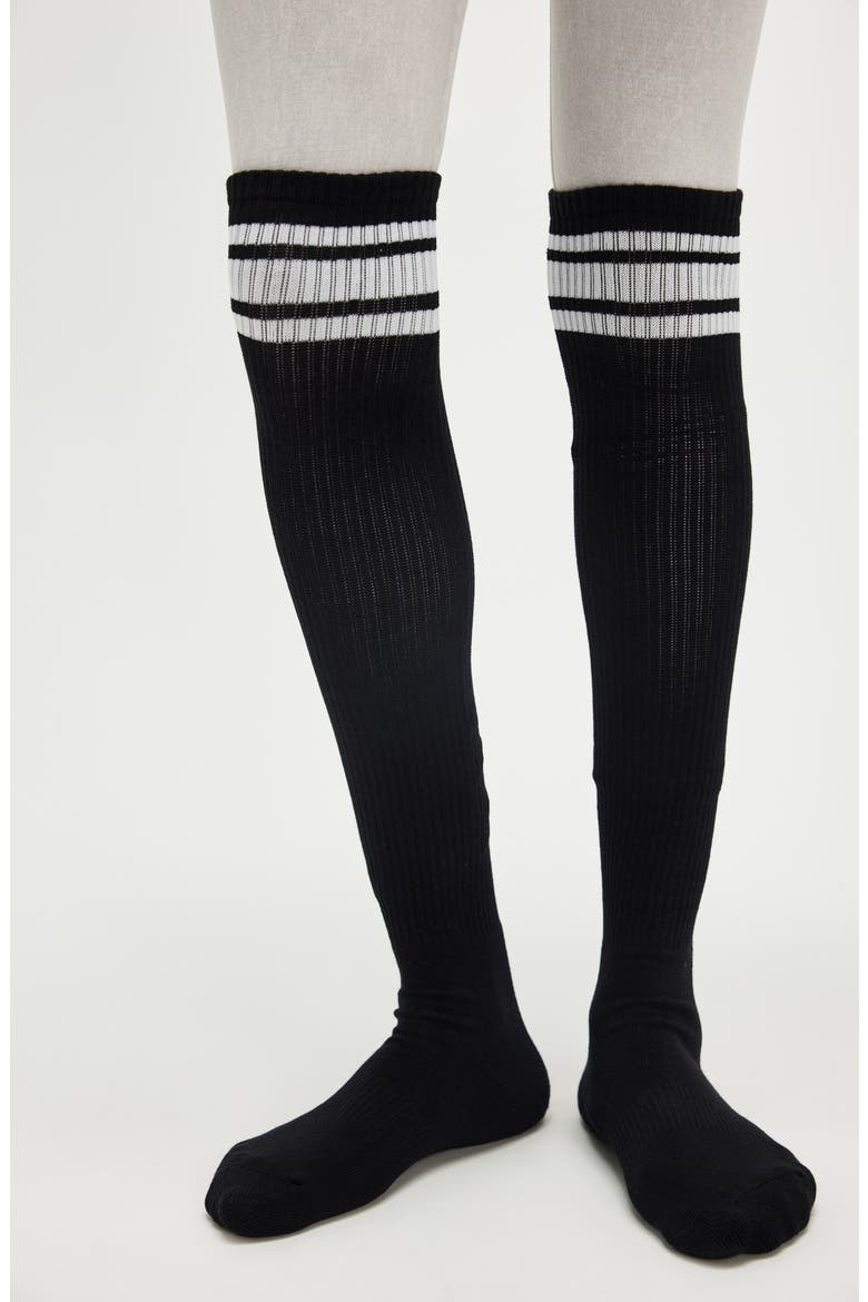 FP Movement Logo Stripe Socks, Main, color, BLACK