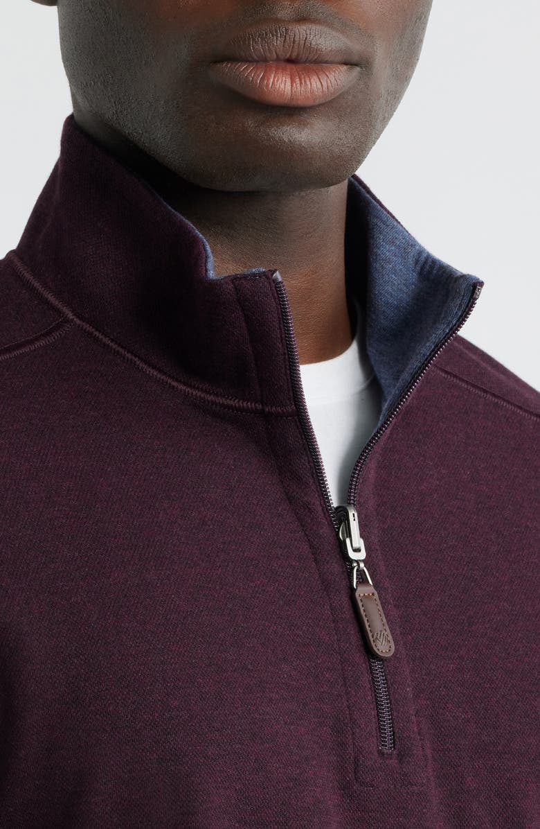 Johnston & Murphy Icon Reversible Cotton Blend Quarter Zip Pullover, Alternate, color, Burgundy/ Blue