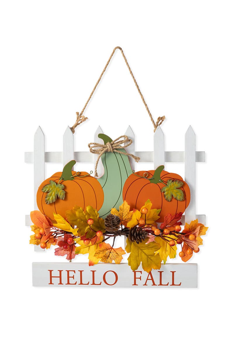Glitzhome Fall Wooden Patch with Floral Door Hanger, Main, color, 