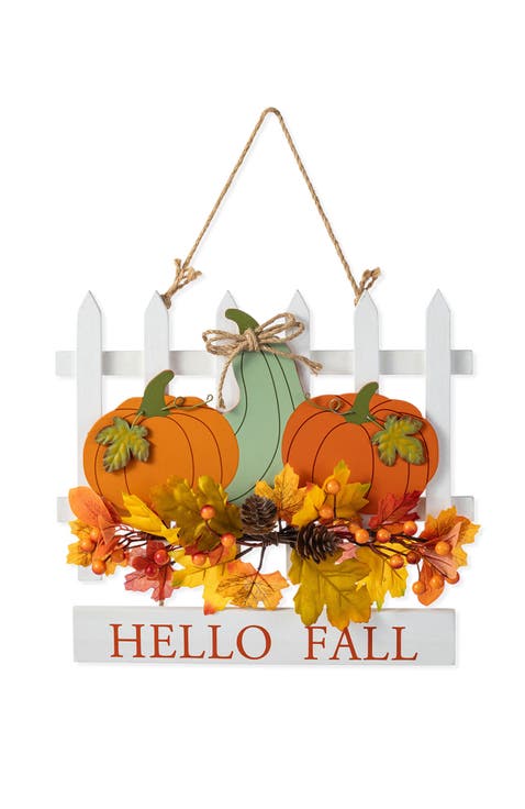 Fall Wooden Patch with Floral Door Hanger