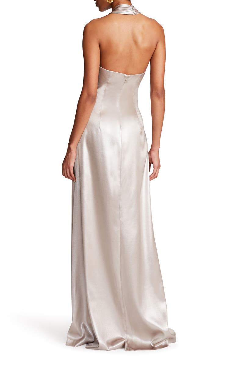 HALSTON Raelynn Halter Neck Metallic Crepe Gown, Alternate, color,