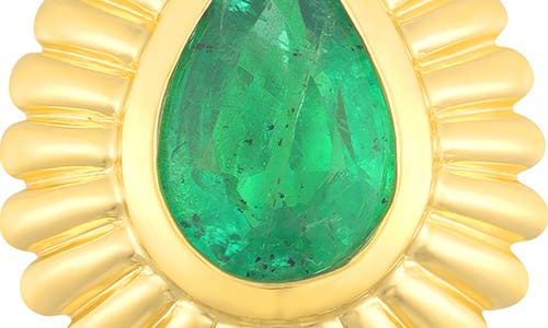 Ef Collection Emerald Fluted Teardrop Charm In Gold