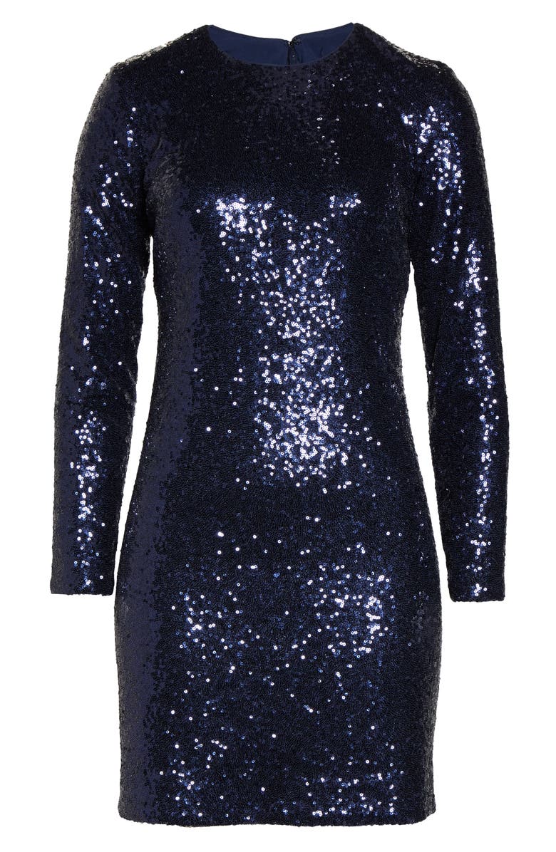 Vince Camuto Long Sleeve Sequin Sheath Dress, Alternate, color,
