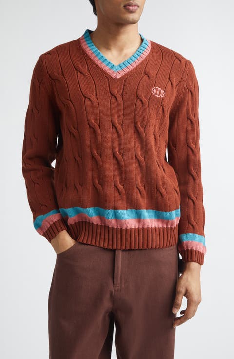 Cable Knit Cotton Tennis Sweater