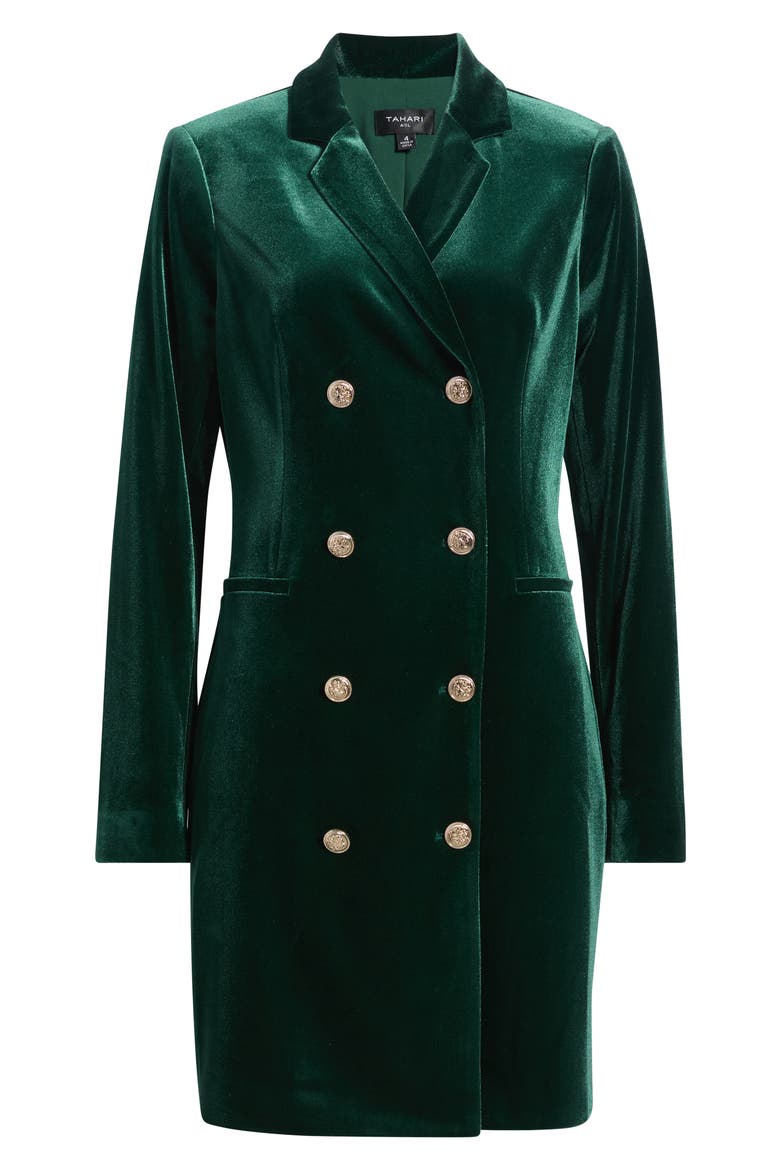 Long Sleeve Velvet Blazer Minidress, Alternate, color, WINTER GREEN