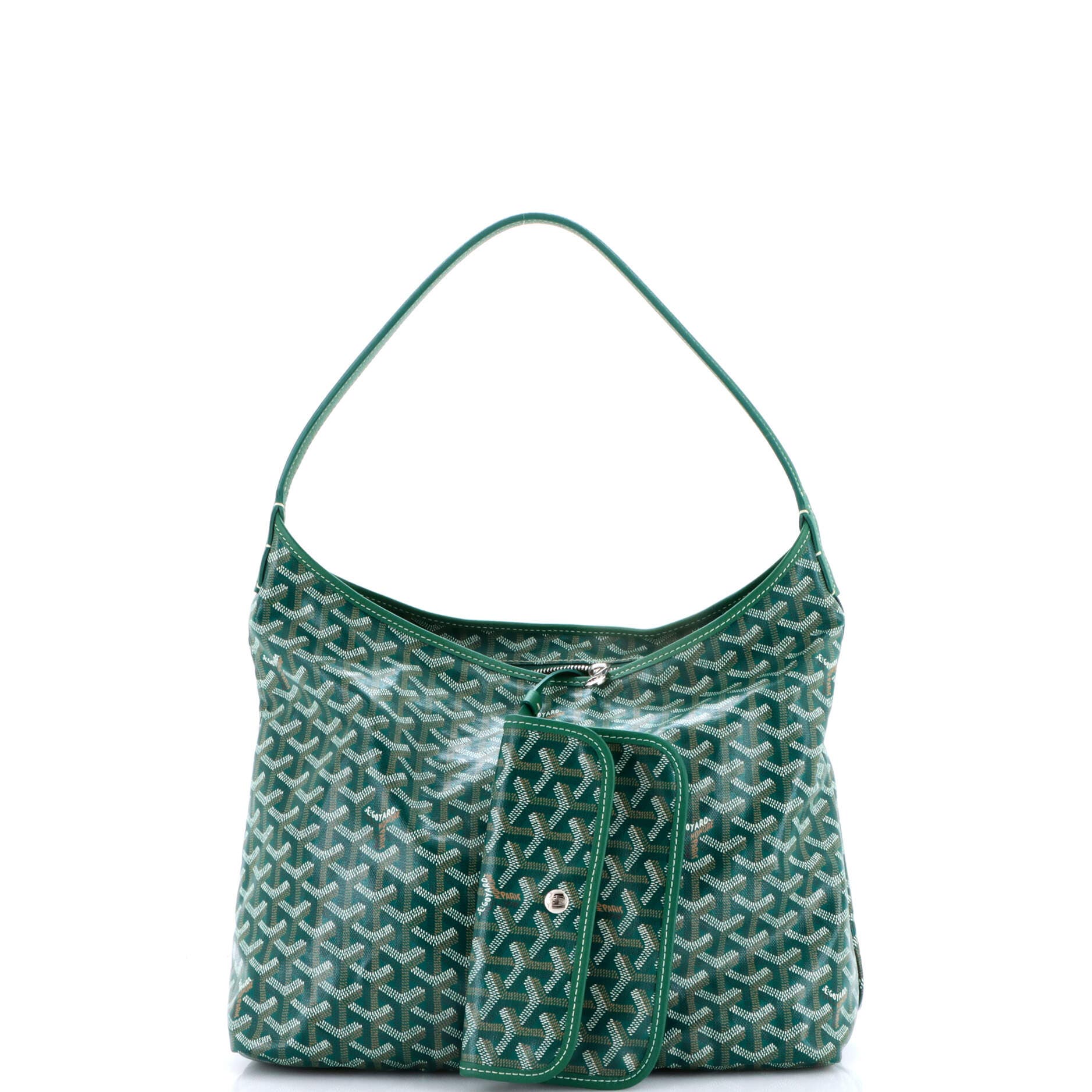 Pre-Owned Goyard Boheme Hobo Printed Coated Canvas, Alternate, color, Green