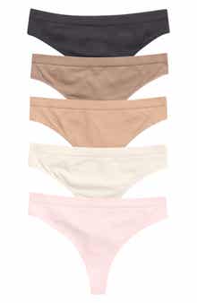 YOGALICIOUS Soft Smoothing Seamless 5-Pack Assorted Thongs