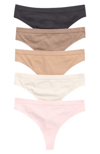 Yogalicious Soft Smoothing Seamless 5-pack Assorted Thongs In Multi