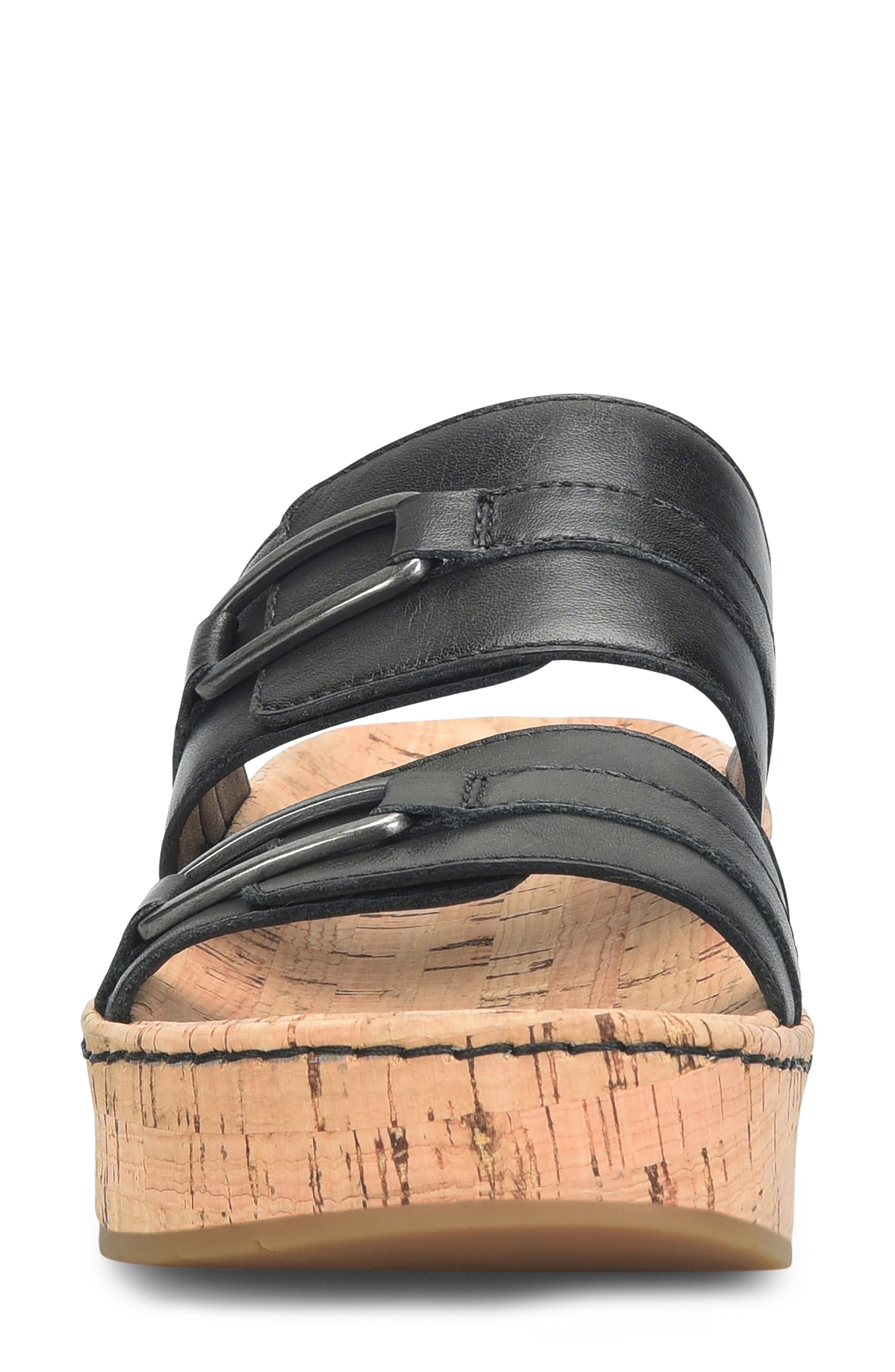 Solina Platform Wedge Slide Sandal, Alternate, color, BLACK LEATHER