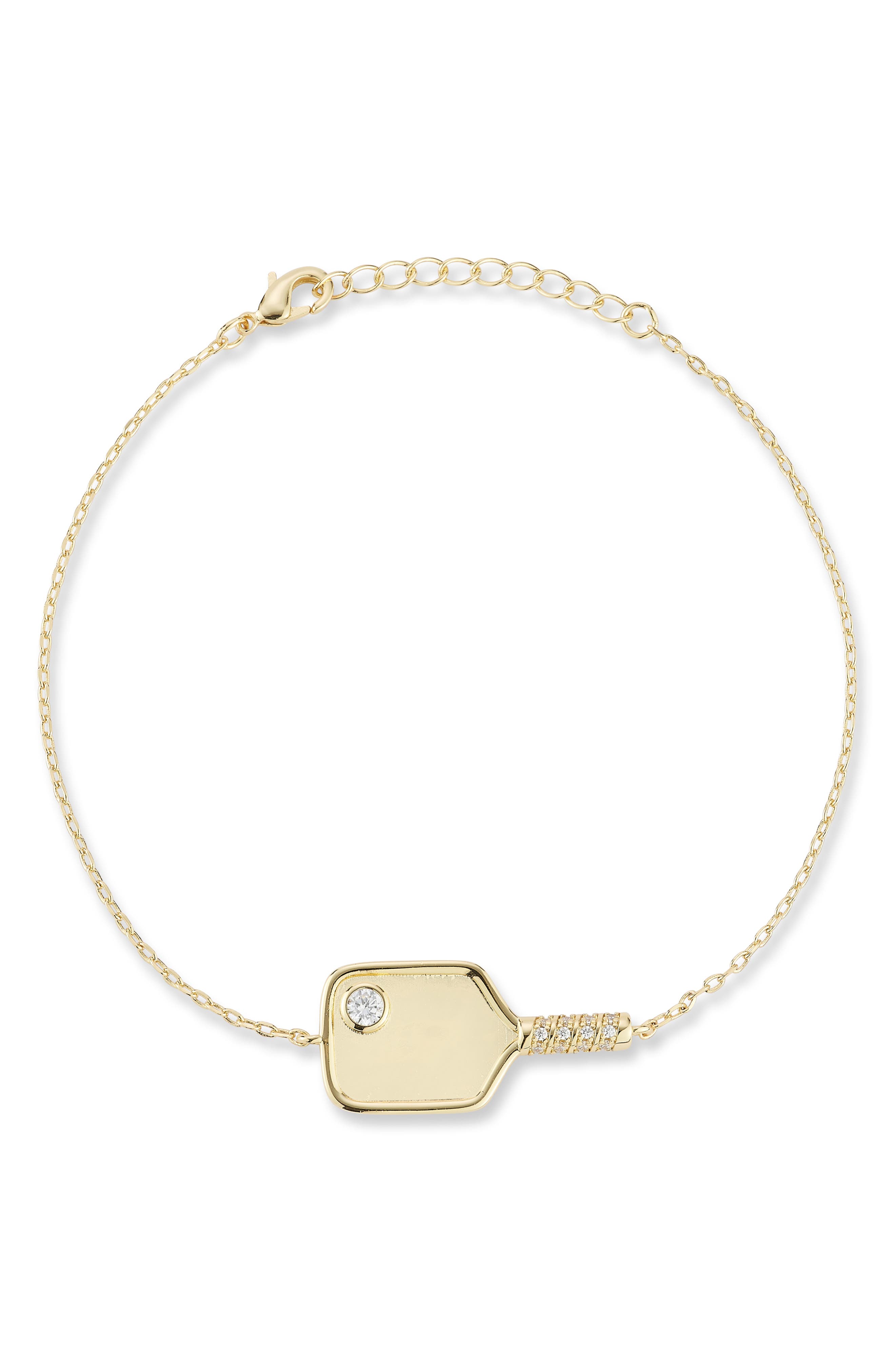 Sphera Milano Pickleball Paddle Pendant Bracelet In Gold
