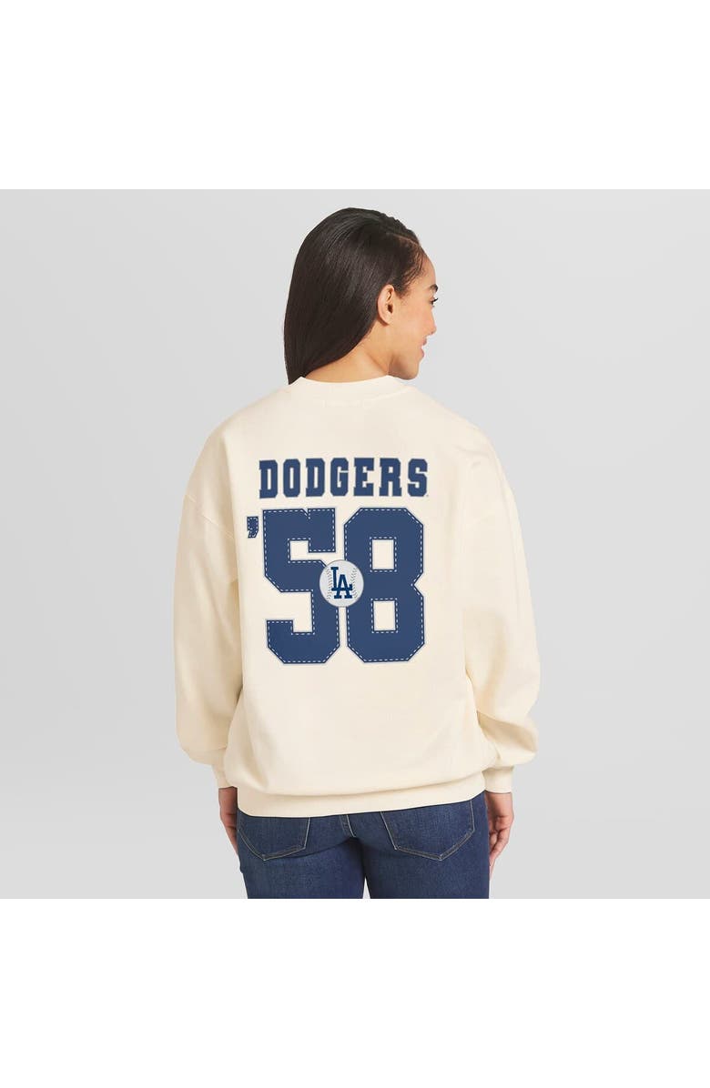 WEAR by Erin Andrews Women's WEAR by Erin Andrews Cream Los Angeles Dodgers Heavyweight Crew Neck Sweatshirt, Alternate, color, Cream